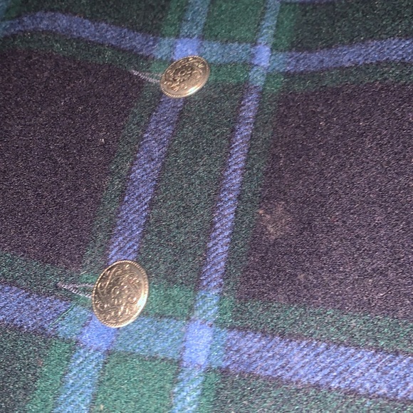 Vintage 90s Byblos Navy/Forest Green Tartan Plaid Button Front Wool Jacket Sz 6 - Picture 8 of 8
